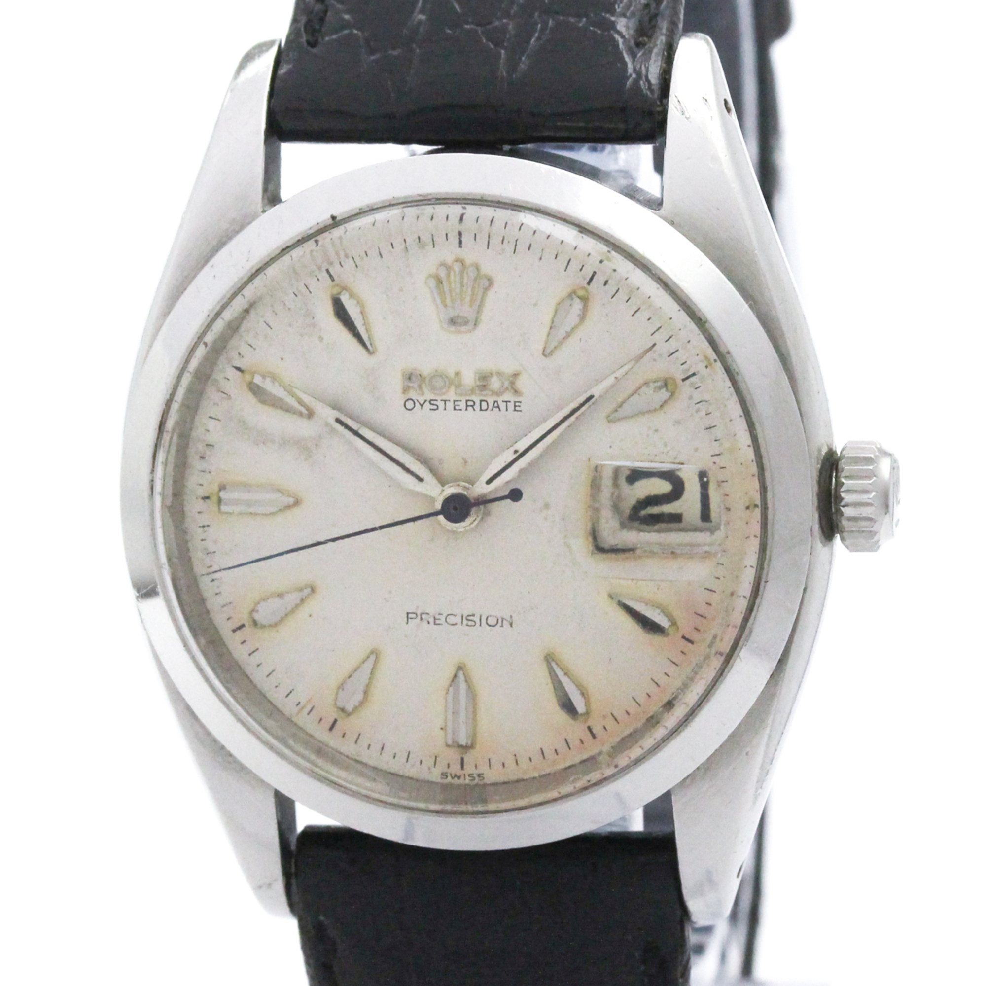 Rolex Oyster Date Precision 6494 Steel HandWinding Mens Watch Vintage